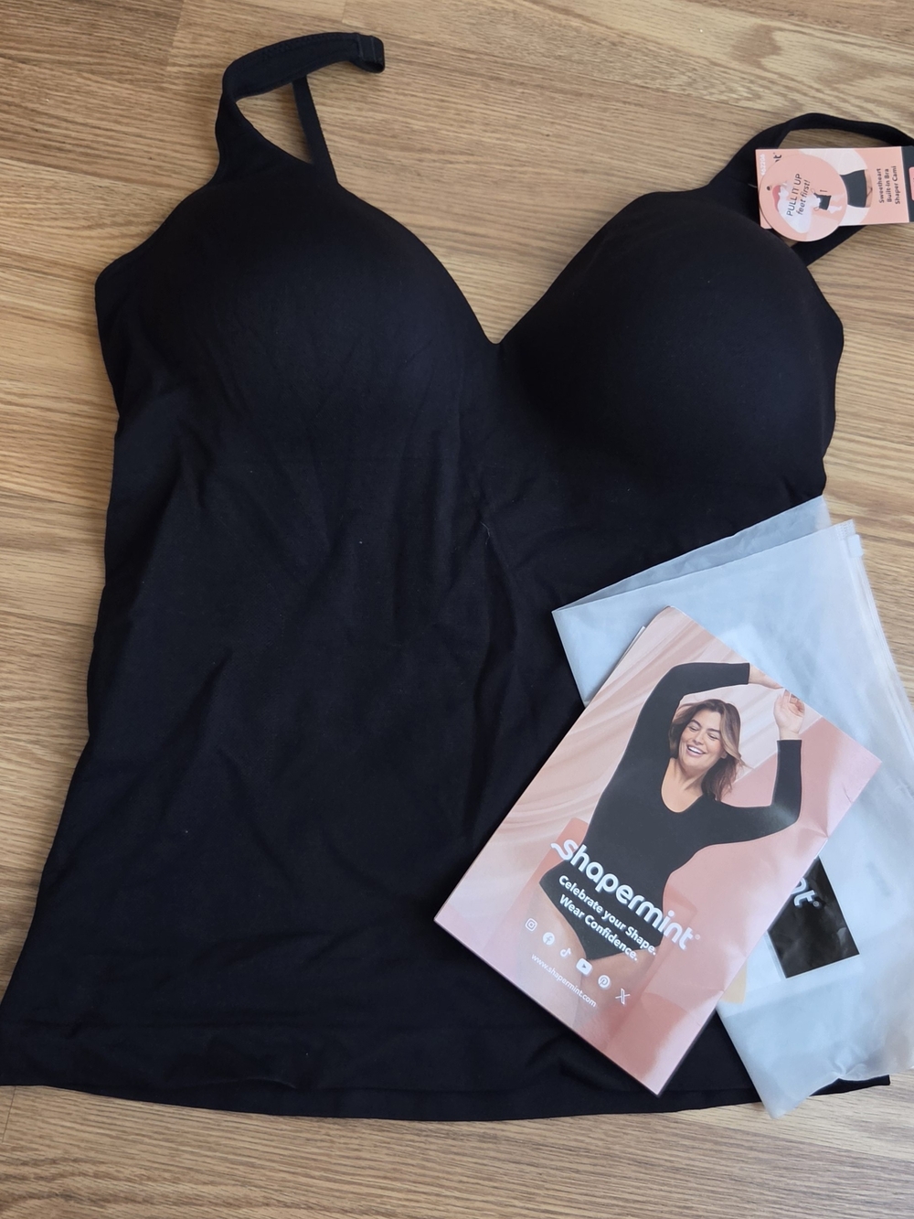 Shapermint Black Sweet Heart Neckline Seamless Tank Shapewear Top
